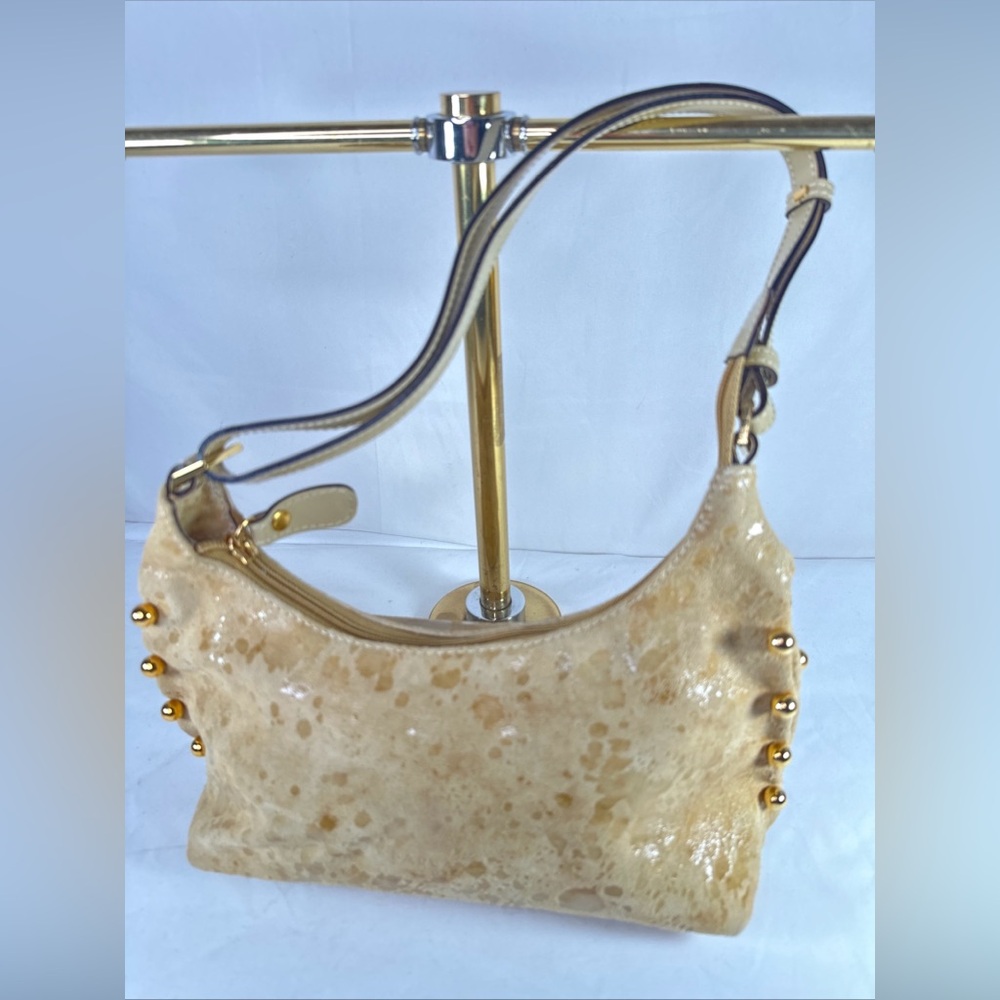 Barbara Milano Leather Shoulder Bag with Gold Accents